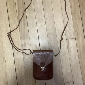 Women’s Touchscreen Cell Phone Crossbody Brown Faux Leather Purse